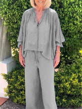 Load image into Gallery viewer, Casual Loose V-Neck Top Trouser Suit
