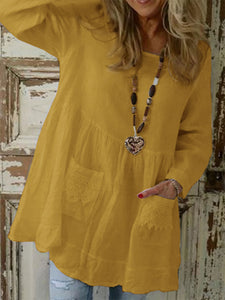 Long Sleeve Loose Round Neck Shirt Casual Tops