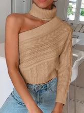 Load image into Gallery viewer, Sexy Solid Color Long-sleeved One-shoulder Turtleneck Sweater

