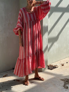 Square Neck Stripe Print Dress
