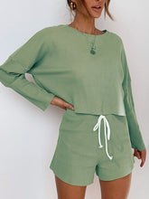Load image into Gallery viewer, Simple Casual Loose Round Neck Shirt Shorts Suit
