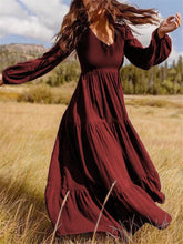 Load image into Gallery viewer, Solid Color V-neck Long Sleeve Loose Dress
