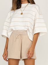 Load image into Gallery viewer, Striped Loose Casual Top High Waist Shorts Two Piece Set
