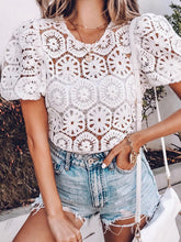 Load image into Gallery viewer, Romantic Sweet Lace Loose Round Neck Top
