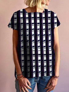 Fashion Casual Check Short-sleeved T-shirt