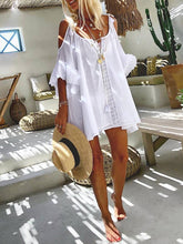 Load image into Gallery viewer, Off-The-Shoulder Solid Color Lace Dress
