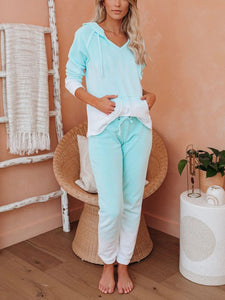 Waterfall Cotton Blend Pocketed Ombre Hoodie