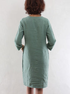 Fashionable Solid Color V-neck Casual Dress