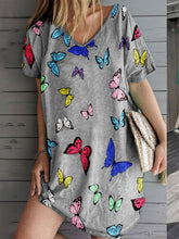 Load image into Gallery viewer, Printed V-Neck Short Sleeve Dress

