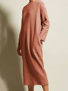 Fashion Round Neck Solid Color Casual Dress