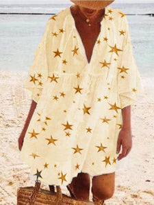 Bohemian Loose Casual V-Neck Star Dress