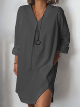 Load image into Gallery viewer, Casual Long Sleeve Cotton Solid Casual Dress
