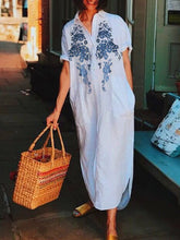 Load image into Gallery viewer, Plus Size short sleeve V-neck Elegant Casual Midi Dress
