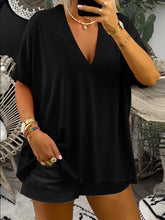 Load image into Gallery viewer, Simple Casual Loose V-Neck Short Sleeve Top Shorts Set
