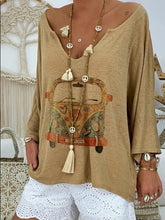 Load image into Gallery viewer, Casual Long Sleeve V-neck Print Top
