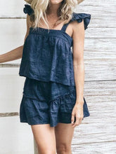 Load image into Gallery viewer, Casual Loose Solid Color Sleeveless Top Shorts Two-piece Suit
