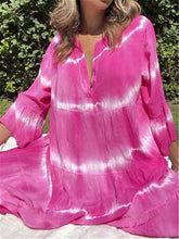 Load image into Gallery viewer, V-neck Ruffled Mid-long Sleeve Loose Casual Dress
