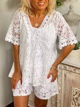 Load image into Gallery viewer, Romantic Lace V Neck Top Shorts Set
