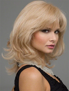 Blonde Bob Short Micro Curly Air Bangs Synthetic Wigs