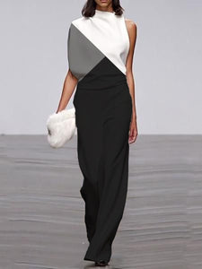 Casual Colorless Sleeveless Loose Jumpsuit