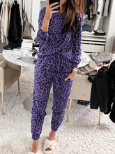 Load image into Gallery viewer, Loose Casual Top Pants Leopard Print Knitted Suit
