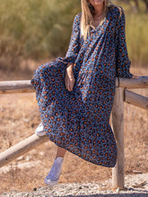 Load image into Gallery viewer, Leopard V-Neck Casual Long Sleeve Dress
