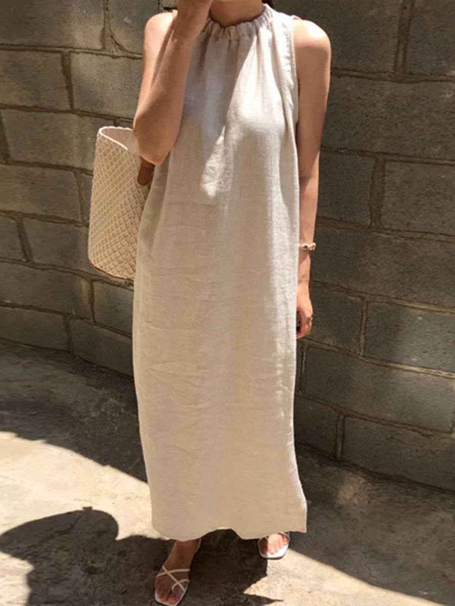 Fashionable Solid Color Sleeveless Casual Dress