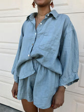 Load image into Gallery viewer, Casual Loose Lapel Long-sleeved Shirt Shorts Two-piece Suit
