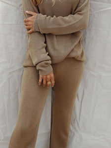 Solid Color Loose Round Neck Long Sleeve Sui