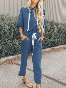 Casual Loose Hooded Top Two-piece Suit