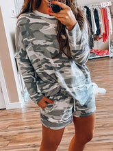 Load image into Gallery viewer, Simple Loose Casual Lounge Top Shorts Camouflage Set
