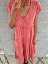 Load image into Gallery viewer, Ruffled Short Sleeve Solid Color Casual Dress
