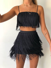 Load image into Gallery viewer, Sexy Sling Pure Color Tassel Two-piece Suit
