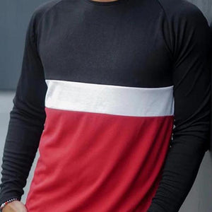 Men'S Color Matching Casual Stitching Long-Sleeved T-Shirt