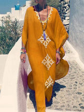 Load image into Gallery viewer, Exotic Style Embroidered Loose Maxi Dress with Tassel
