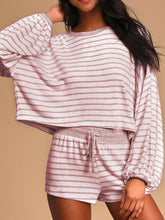 Load image into Gallery viewer, Casual Loose Striped Round Neck Two-piece Suit
