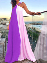 Load image into Gallery viewer, Summer Loose Halterneck Stitching Maxi Dress
