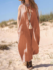 Solid Color Loose Sleeveless Dress