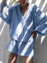 Load image into Gallery viewer, Fashion Simple Casual Loose Shirt Shorts Suit
