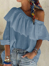 Load image into Gallery viewer, Solid Color Casual Ruffle Top
