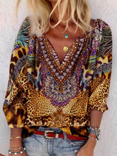 Load image into Gallery viewer, Vintage Bohemian V-Neck Leopard Print Top
