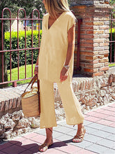 Load image into Gallery viewer, Simple Casual Loose V Neck Top Pants Knitted Suit
