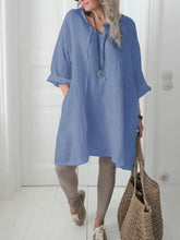 Load image into Gallery viewer, Casual Cotton and Linen Long-sleeved Dress
