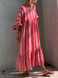 Square Neck Stripe Print Dress
