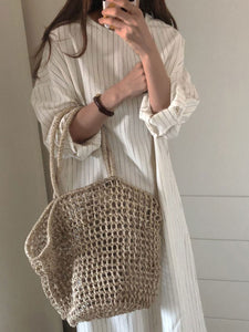 Casual Solid Color Round Neck Loose Dress
