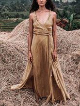 Load image into Gallery viewer, Solid Color V-neck Strap Maxi Dress
