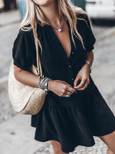 Load image into Gallery viewer, Fashionable Solid Color Short Sleeve Casual Dress
