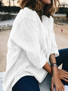 3/4 Sleeve Buttoned Casual Plus Size Shirts