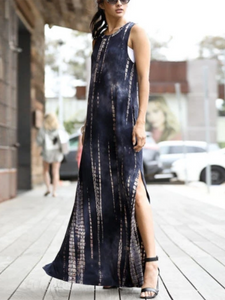 Casual Tie-dye Sleeveless Maxi Dress