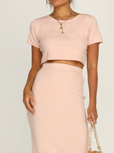 Load image into Gallery viewer, Sexy Solid Color Round Neck Short Sleeve Two-piece Suit
